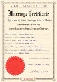 JOKE WEDDING CERTIFICATE